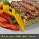 Bacon, onion, mushroom frittata with bell peppers