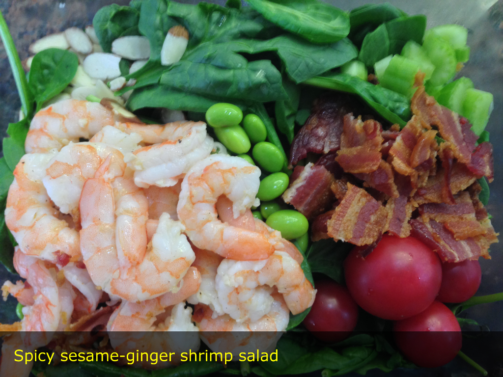 Spicy ginger-sesame shrimp salad